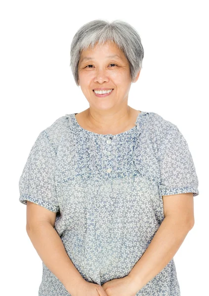 Ásia idade mulher isolado no branco — Fotografia de Stock