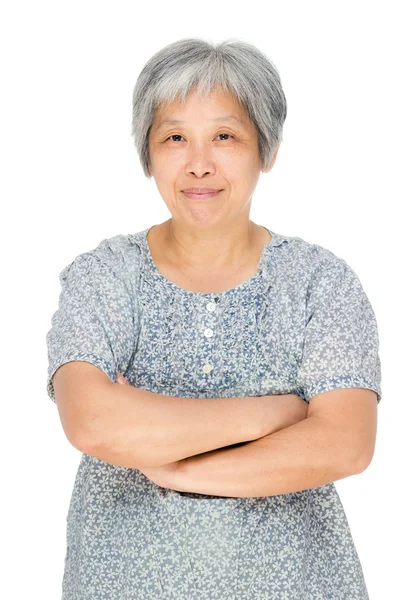 Ásia idade mulher isolado no branco — Fotografia de Stock