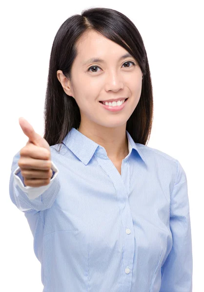 Asiática mulher de negócios com polegar para cima — Fotografia de Stock
