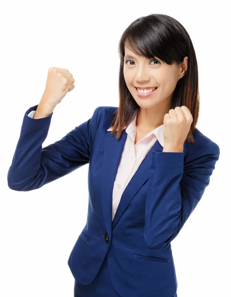 Asiática mujer de negocios sentirse emocionado — Foto de Stock