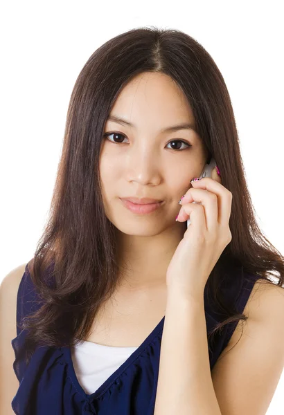 Asijské žena mluvila s telefonem — Stock fotografie