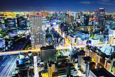 Geceleri Tokyo şehri manzarası
