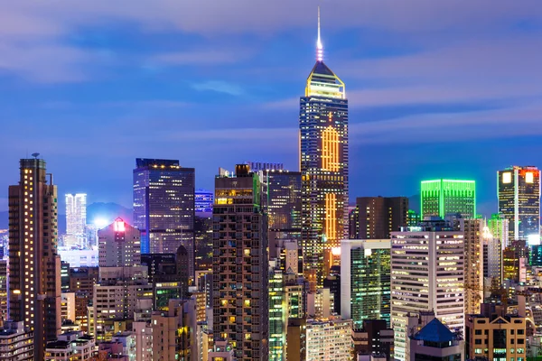 Hong kong paisaje urbano por la noche —  Fotos de Stock