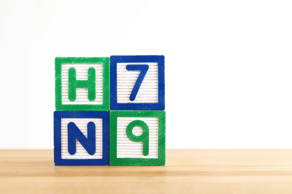 Bloque de juguete de alfabeto H7N9 — Foto de Stock