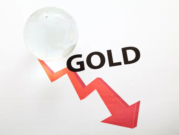 Global gold price drop concept — Stock Photo, Image