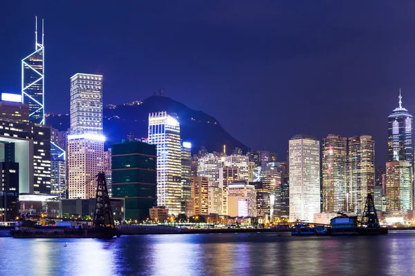 Hong kong skyline à noite — Fotografia de Stock