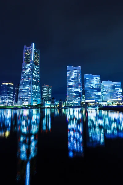 Yokohama şehir manzarası, gece — Stok fotoğraf
