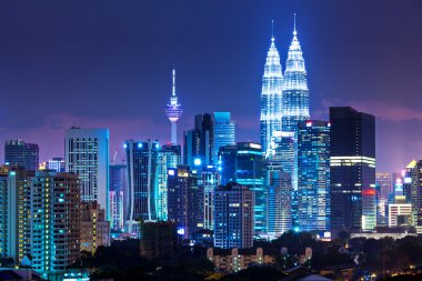 Kuala Lumpur skyline at night clipart