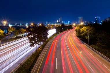 seoul City, gece meşgul trafik
