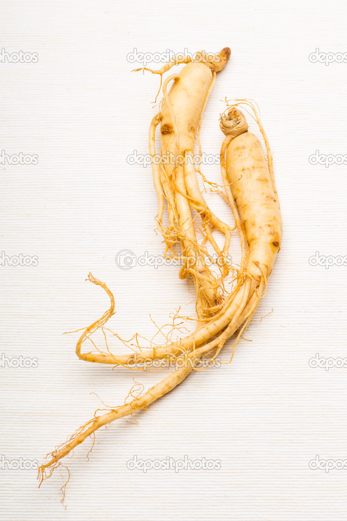 Ginseng over the white background