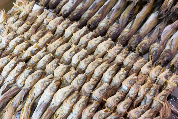 Pescado salado seco en venta en el mercado coreano — Foto de Stock