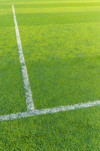 Línea blanca en el césped verde para la cancha de fútbol — Foto de Stock