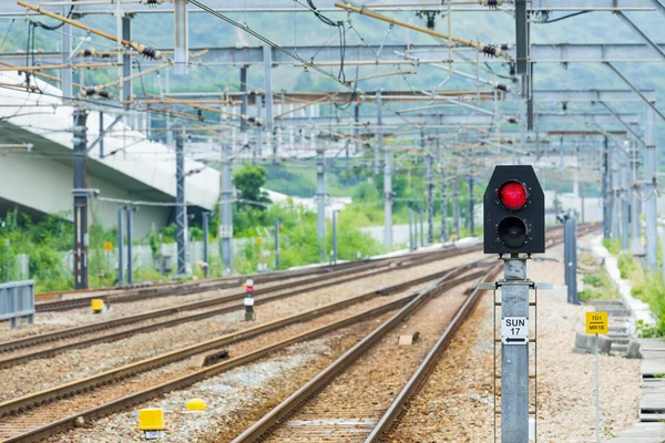 Railway and signal light — Stock Photo, Image