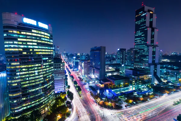 Quartier Gangnam à Séoul la nuit — Photo