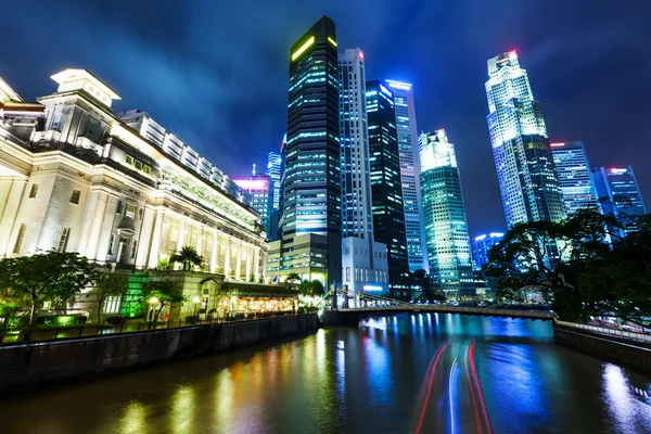 Singapur, gece — Stok fotoğraf