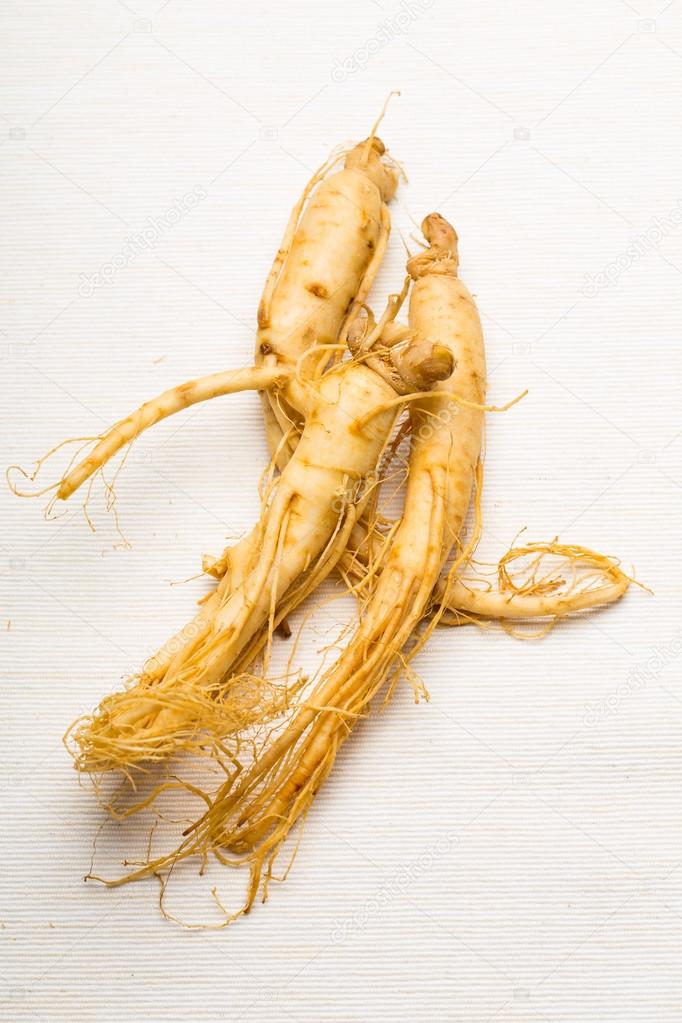 Fresh Ginseng over the white background