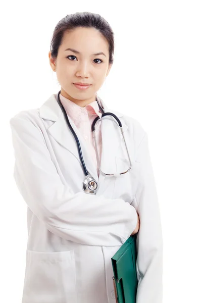 Asiatico donna medico con scrittura pad — Foto Stock