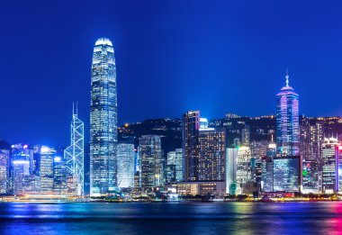gün batımında Hong kong Limanı