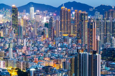 Hong kong şehir gece