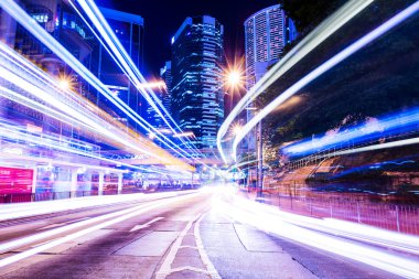 Hong kong şehir trafik iz ile