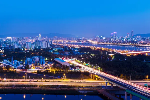 Νυχτερινή άποψη της πόλης Σεούλ — Φωτογραφία Αρχείου