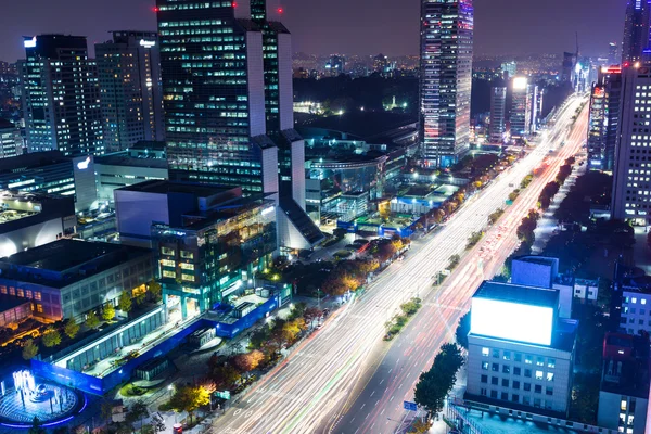 Gangnam district in Seoul at night — Stock Photo, Image