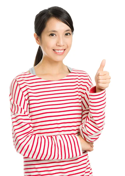 亚洲女人赞美与拇指向上 — 图库照片