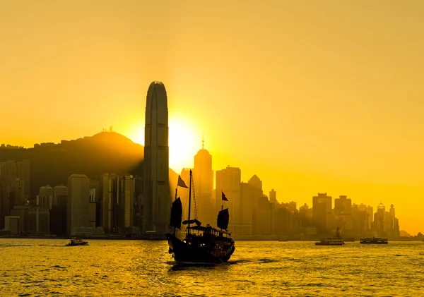 Silhuett av hong kong city — Stockfoto