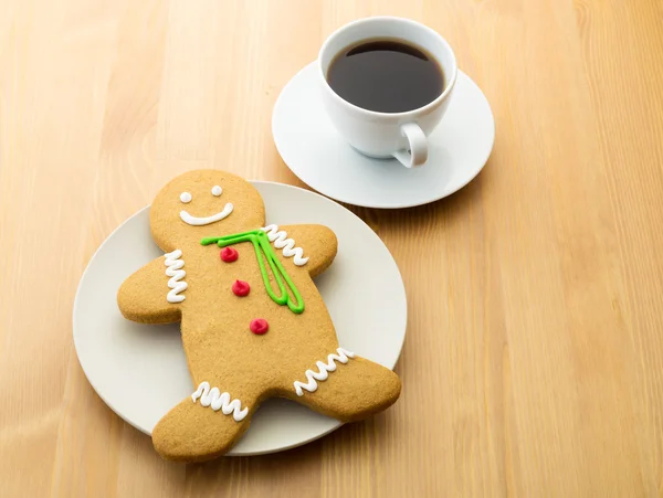 Biscoito de gengibre e café — Fotografia de Stock