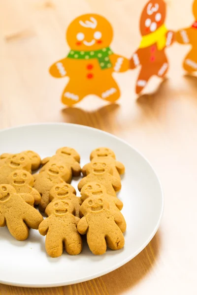 姜饼人和圣诞贺卡 — 图库照片