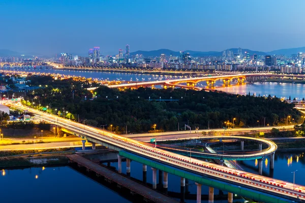 Lo skyline di Seoul di notte — Foto Stock