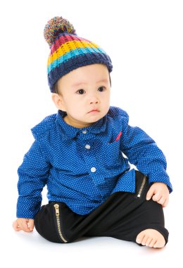 Asyalı bebek beyaz izole