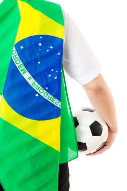 Futbol ve Brezilya bayrağı ile arkası işadamı