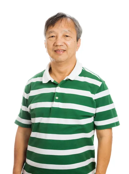 Senior asiatische Mann isoliert auf weiß — Stockfoto