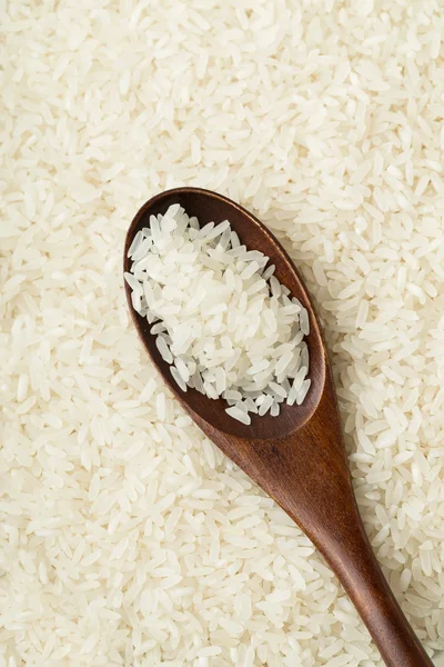 Arroz blanco en cuchara — Foto de Stock