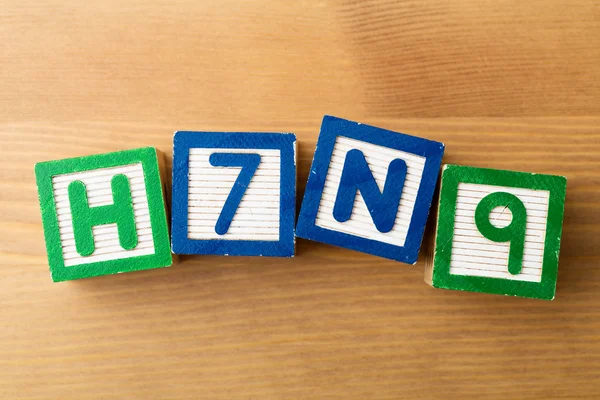 Bloque de juguete de alfabeto H7N9 — Foto de Stock