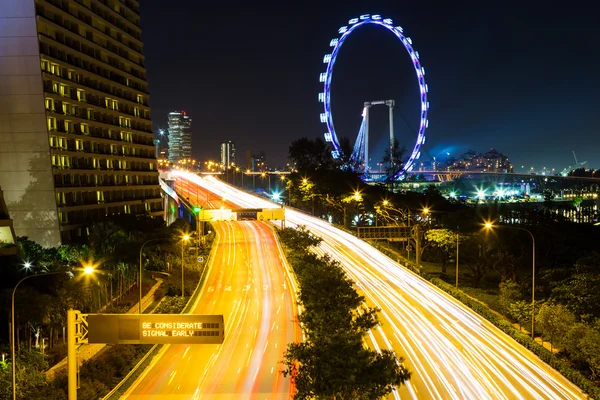 Město Singapur v noci — Stock fotografie