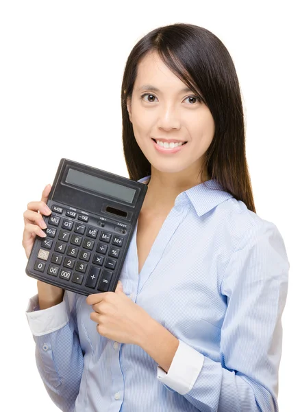 Asian woman holding calculator — Stock Photo, Image