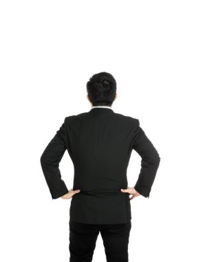 Arkadan görünüş iş adamı el ile kalça