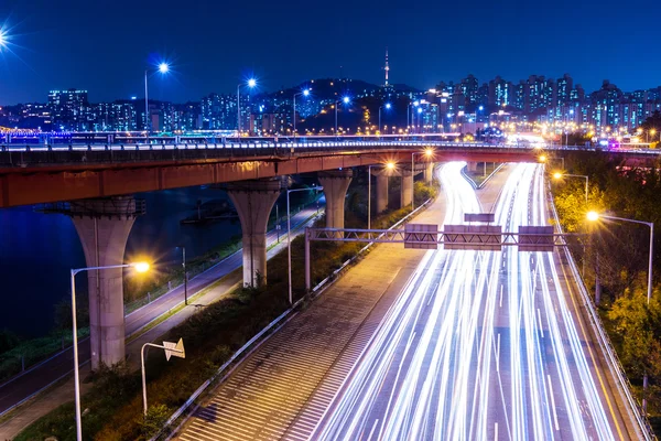 Cityscape em Seul à noite — Fotografia de Stock