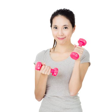 kadın egzersiz halter ile