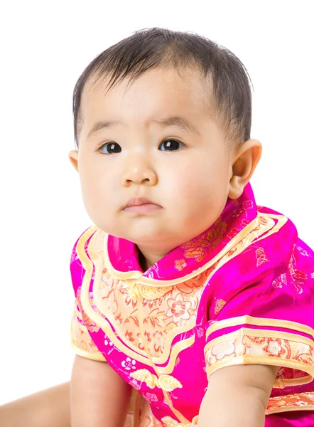 Çin tarzı giyinme ile kız bebek — Stok fotoğraf