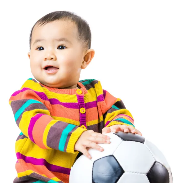 Bambino amante del calcio isolato su bianco — Foto Stock