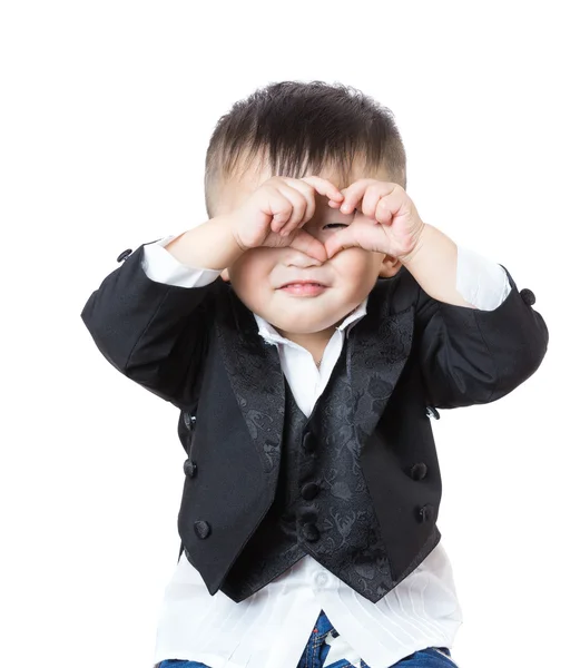 Children's hands show signs of heart — Stock Photo, Image