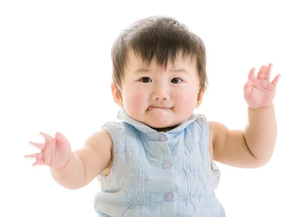 Little girl with hands up — Stock Photo, Image