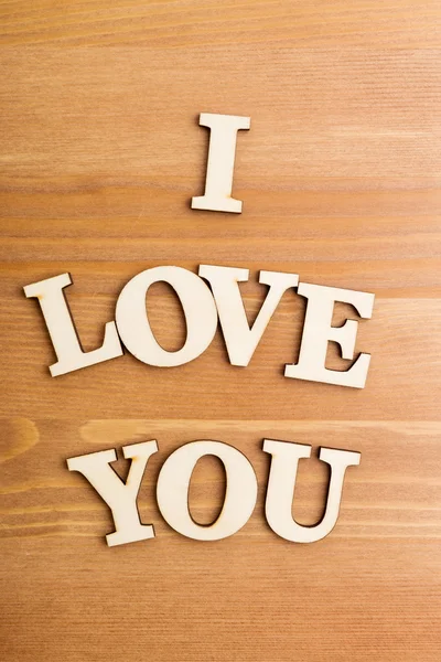 Wooden letters forming phrase I Love You — Stock Photo, Image