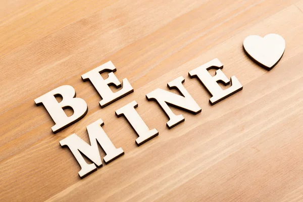 Be mine wooden letters — Stock Photo, Image