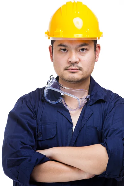 Asiático trabajador de la construcción retrato — Foto de Stock