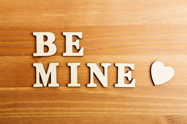 Be mine wooden text — Stock Photo, Image