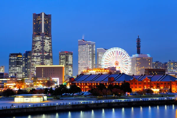 Yokohama v Japonsku v noci — Stock fotografie